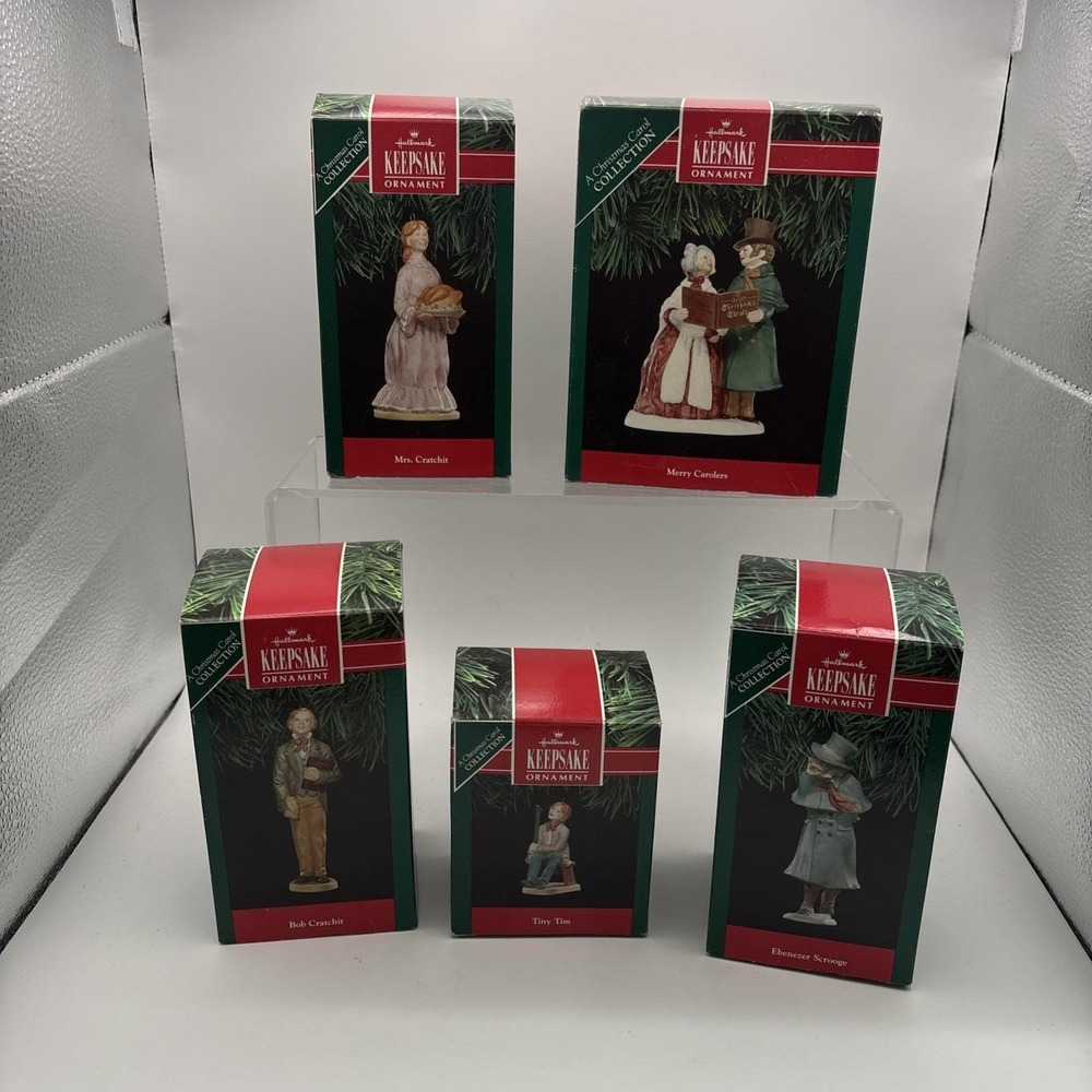 Vtg~Hallmark Ornaments~A Christmas Carol Collection~Complete 5 pcs~1991~IOB